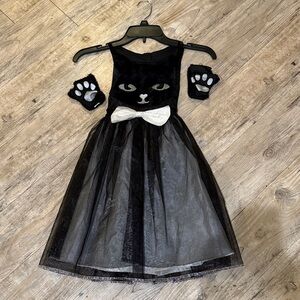 Black Cat Kids Costume with White Bow